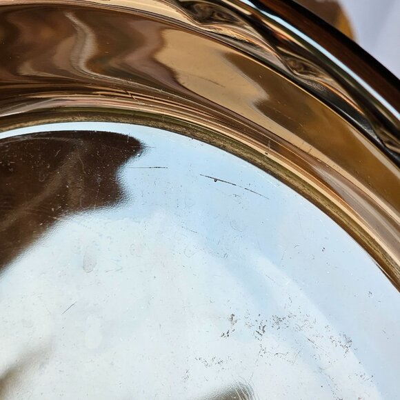 Pyrex Visions Amber Glass Fluted Pie Pan #229 crimped brown deep dish plate 10" - Picture 11 of 12